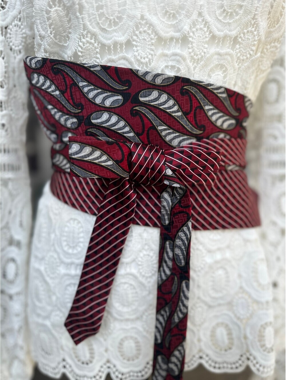 Upcycled Silk Corset Style Obi Waist Belt | OOAK | OS